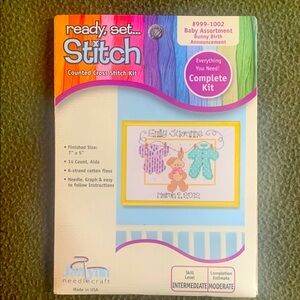 NWOT Janlynn Counted Cross Stitch Kit. #999-1002. Baby Assortment. Size 5” x 7”